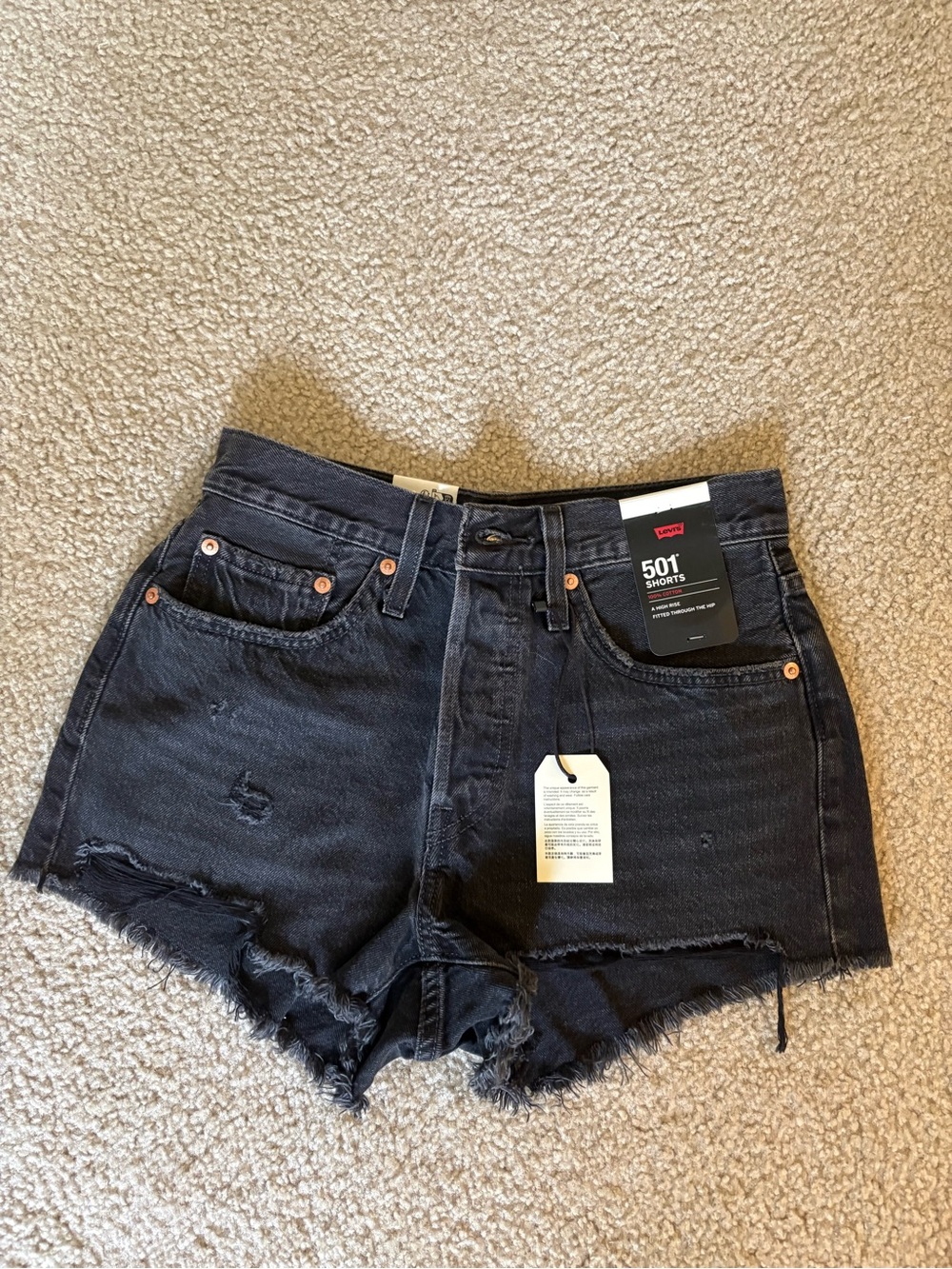Levi's Black Distressed 501 Cutoff Jean Shorts